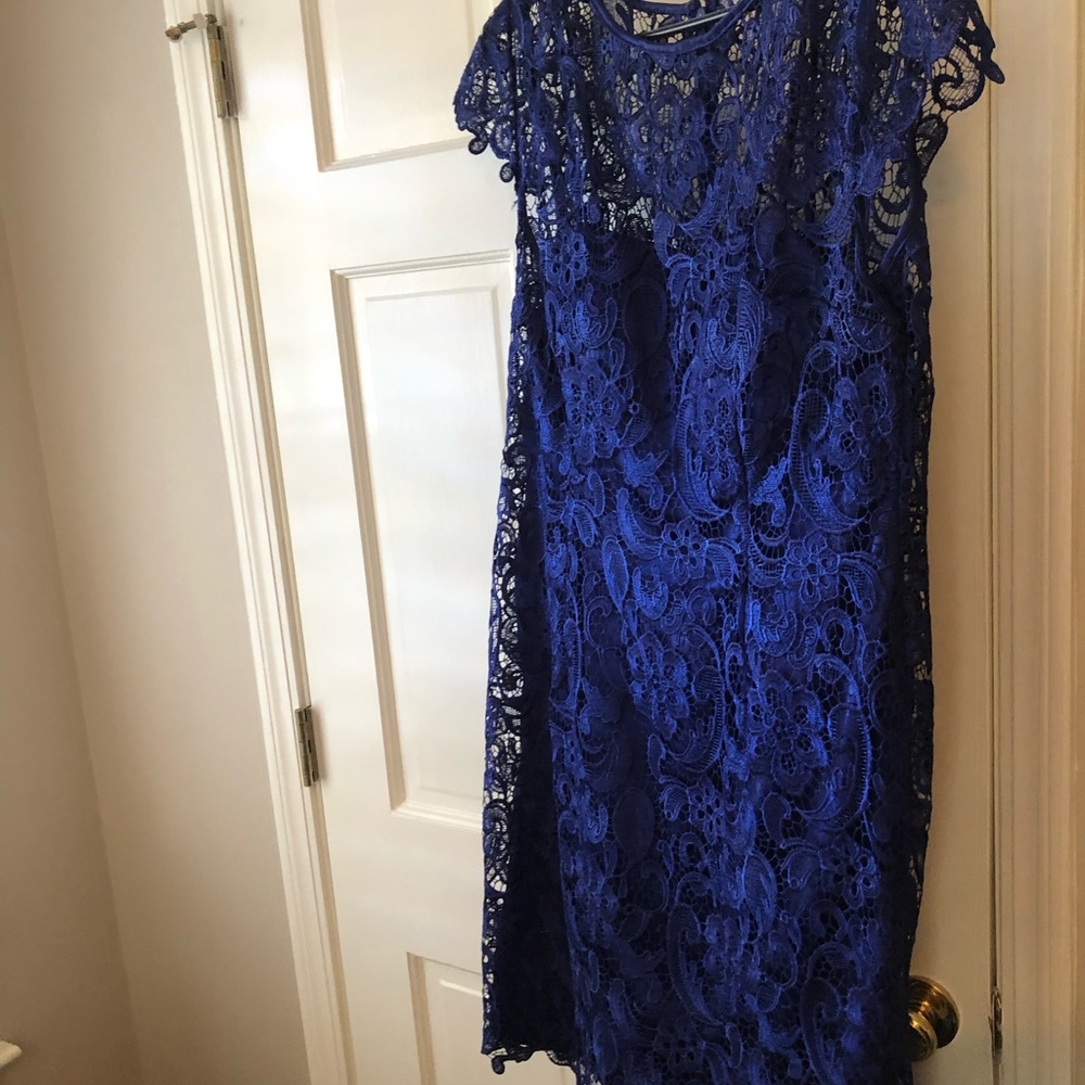 Royal blue knee length cocktail dress